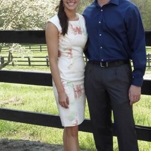 ANTONIO MELANI Classy Cream Dress with Colorful Accents